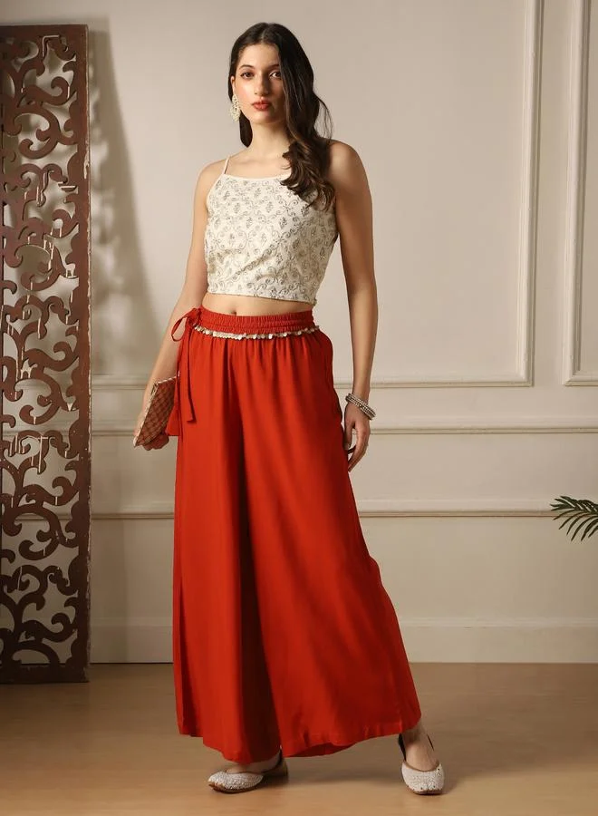 Globus Orange Women Rust Orange Palazzo Pants for Women | Best Price UAE